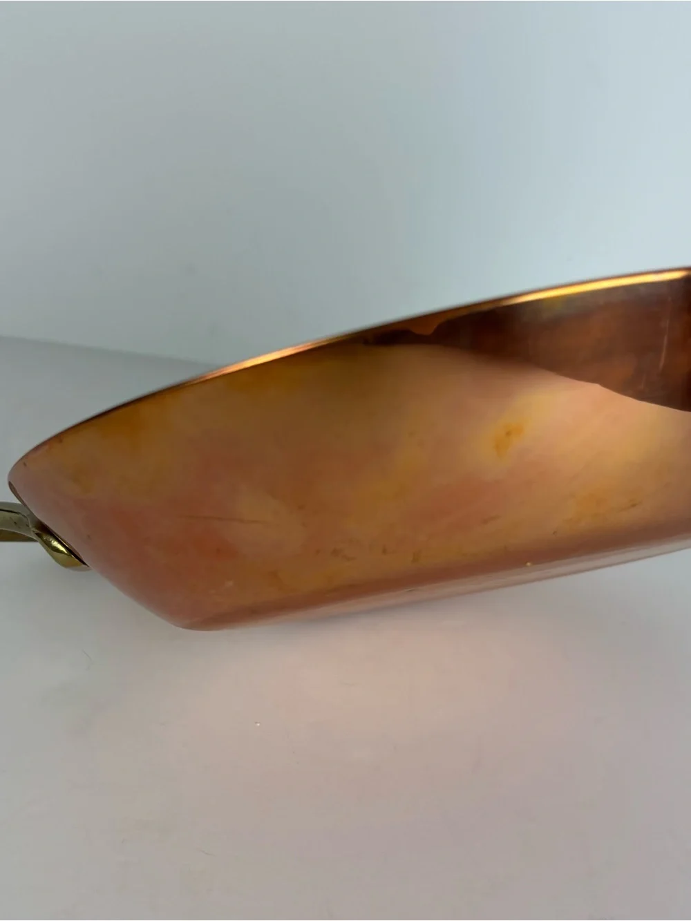 Vintage Paul Revere 1801 Signature Copper 8.5 inch Au Gratin Pan Brass Handles